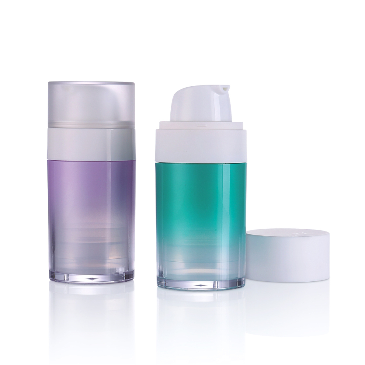 30 ml luksuriøs kosmetisk emballasje luftløs rund lotion gradient farge pumpe flaske l19
