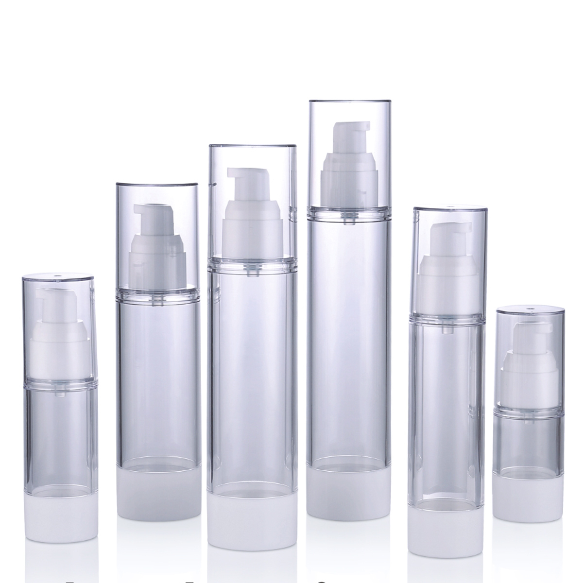 15 ml 30 ml 50 ml 80 ml 100 ml 120 ml fabrikk på lagerplass klar pp ps luftløs lotion emulsjonspump spray kosmetisk plastflaske l01
