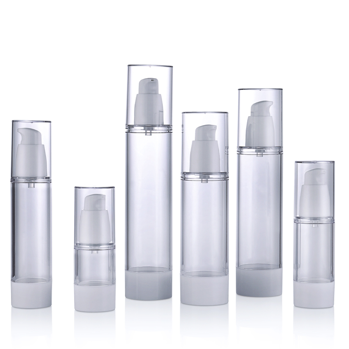 15 ml 30 ml 50 ml 80 ml 100 ml 120 ml påfyllingsbar plastkrembeholder klart luftløs reiselikringspray sanitizer pumpeflaske l03