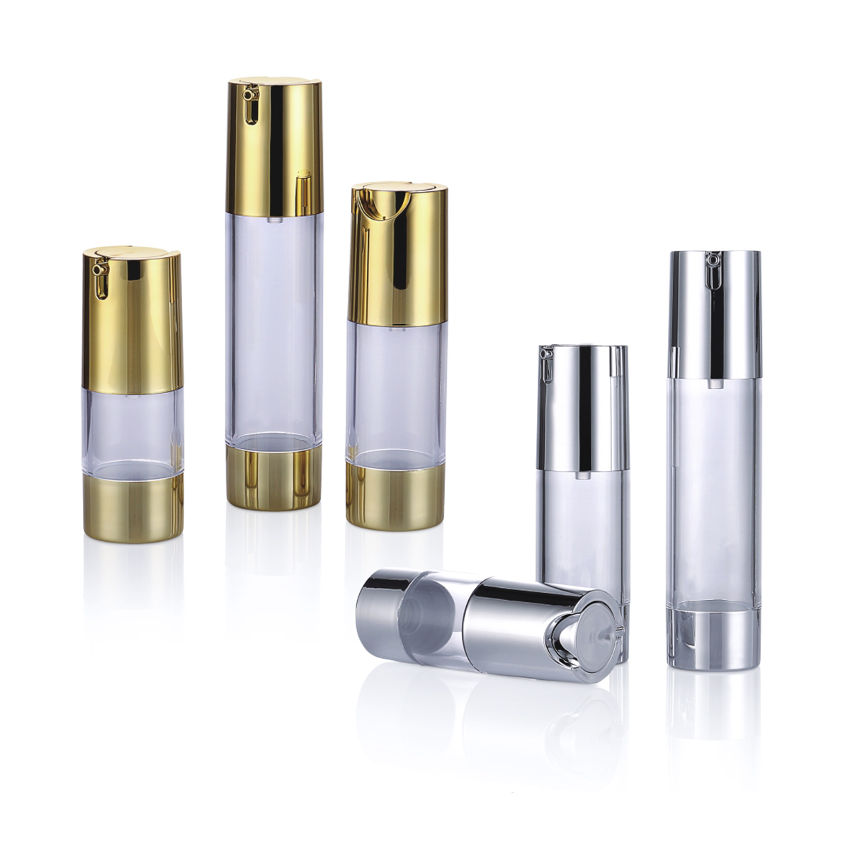 15 ml 30 ml 50 ml Populær aluminium U-type dyselotion flaske gull gjennomsiktig essenspress flaske logo tilgjengelig l05