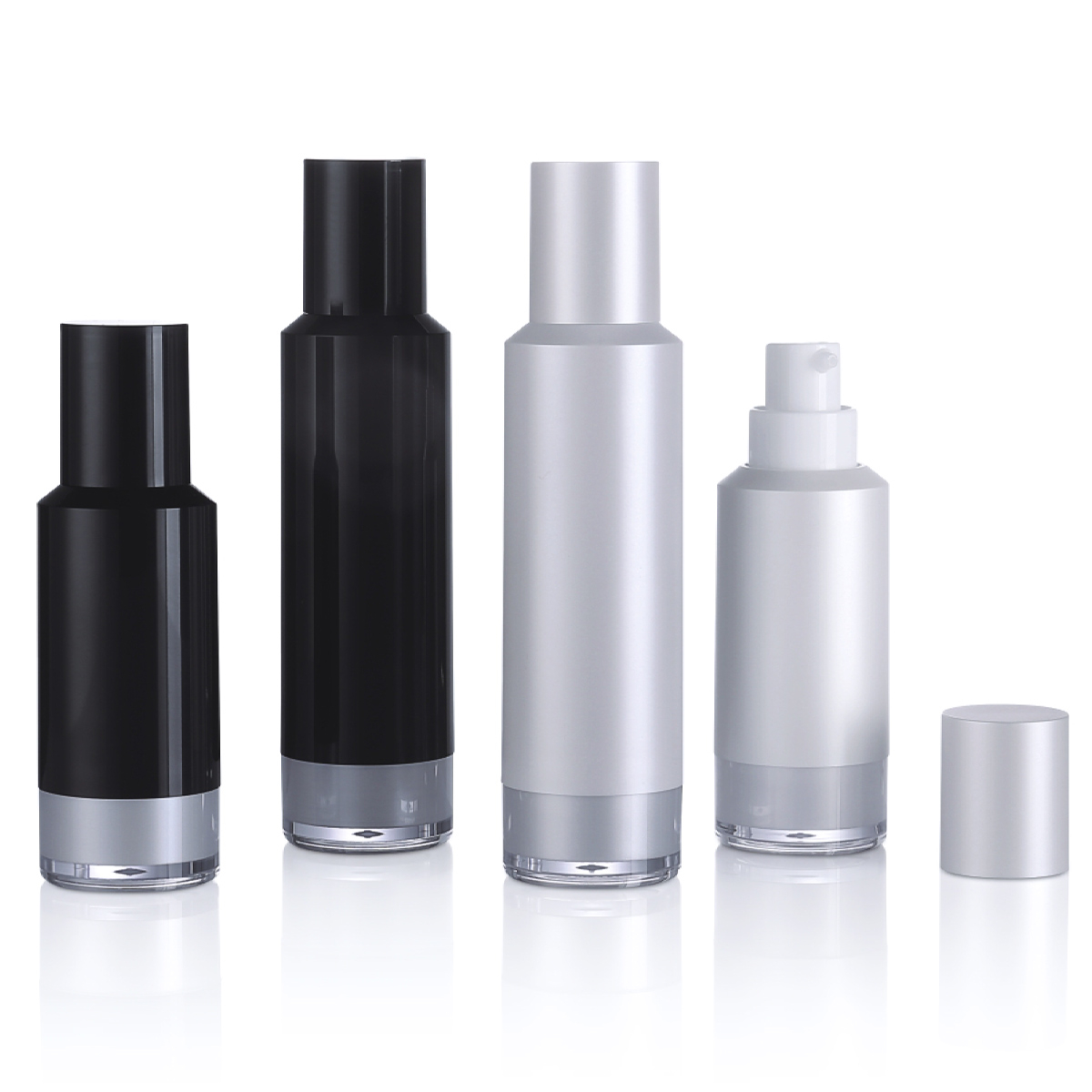 15 ml 30 ml luksuriøs plast pp svart matt lotion luftløs pumpeflaske for hudpleie emballasje l07