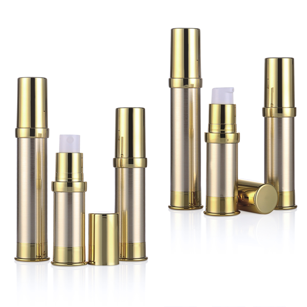 5 ml 10 ml 15 ml plast luftløs flaske gylden/ sølv UV håndverk mini luftløs lotion/ spray pumpe flaske l10