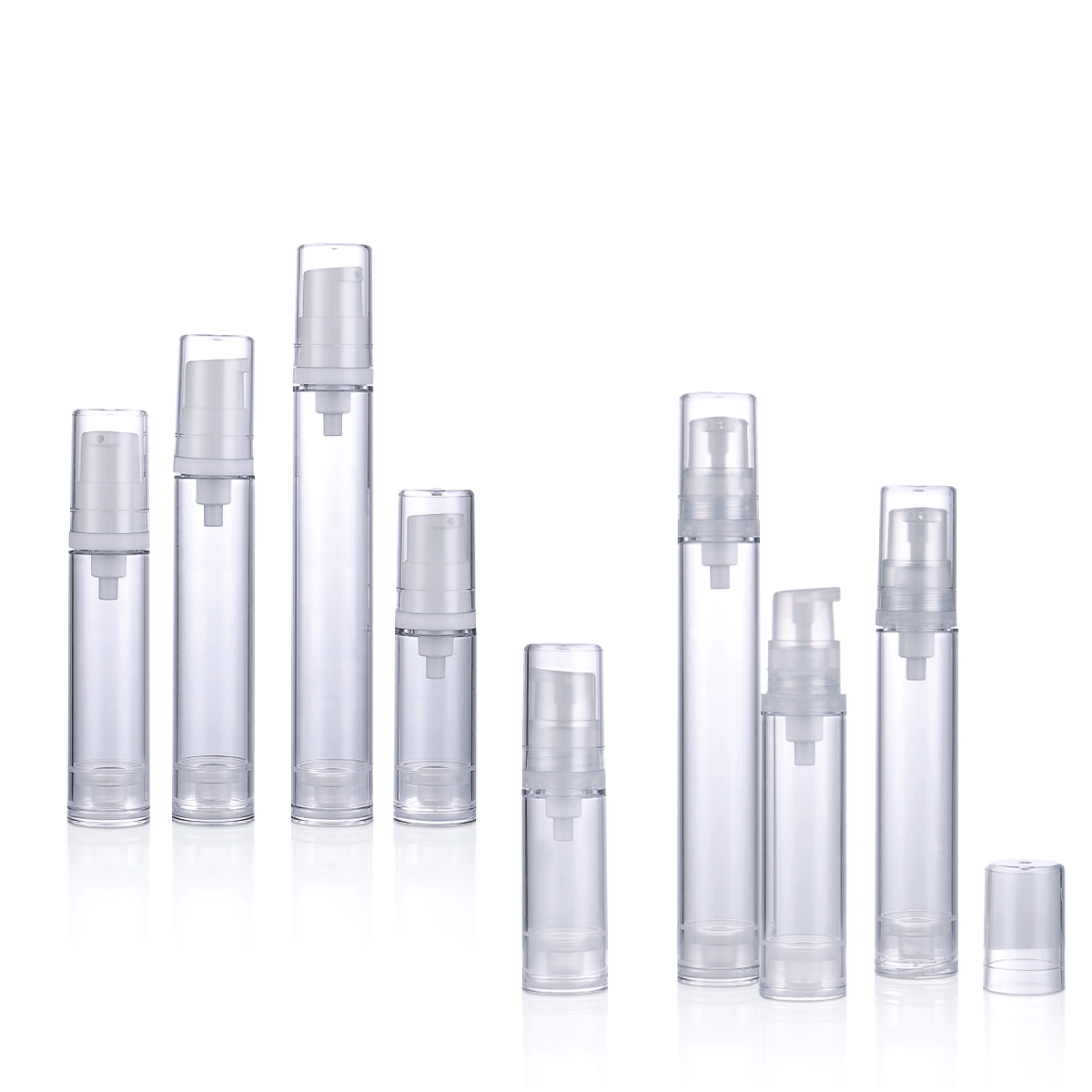 5 ml 10 ml 12 ml 15 ml sylinder pp gjennomsiktig luftløs pumpelotion flaske kosmetisk tåke spray flaske vakuum kolbe l12