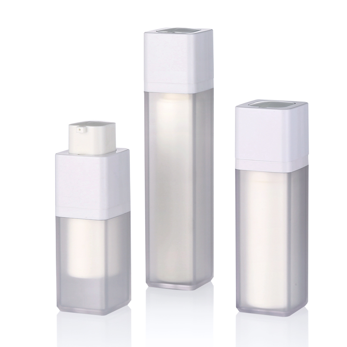 15 ml 30 ml 50 ml vakuum frostet hvit indre roterende luftløs pumpeflaske dobbelt vegg firkant kosmetisk øyekremkrem lotion pumpeflasker l21