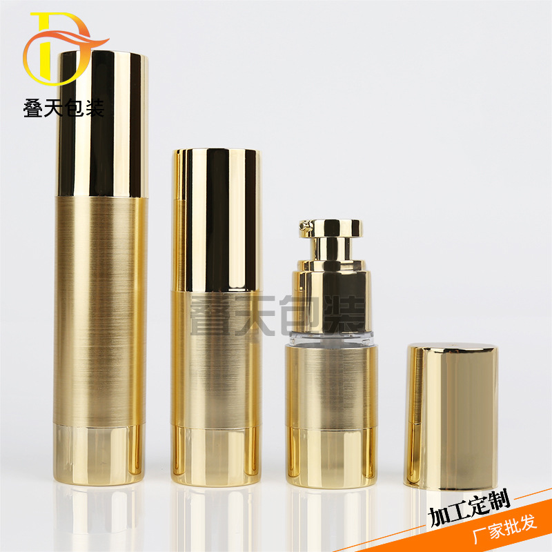 Gold Vacuum Press Bottle Lotion Liquid Foundation flaske 15 30 50 ml vakuumflaske